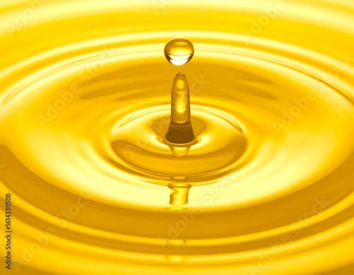 Golden liquid droplet, concentric ripples