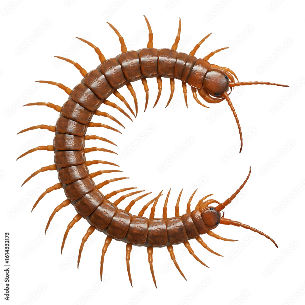 Obraz premium Scutigera Insect, Orange-Brown, No Background