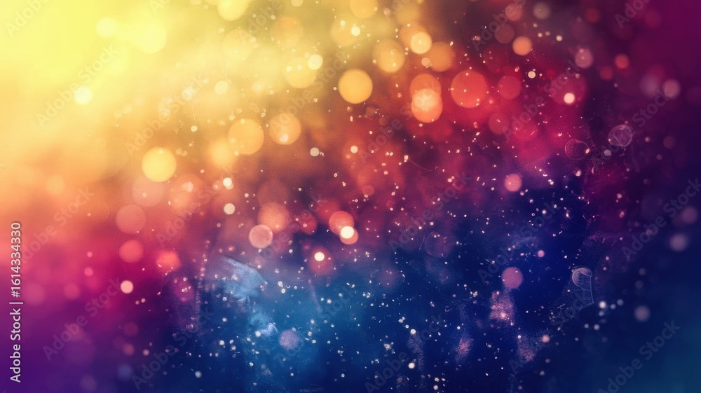 Obraz premium Celestial Radiance: A Dreamy Landscape of Light, Color, and Bokeh Spheres