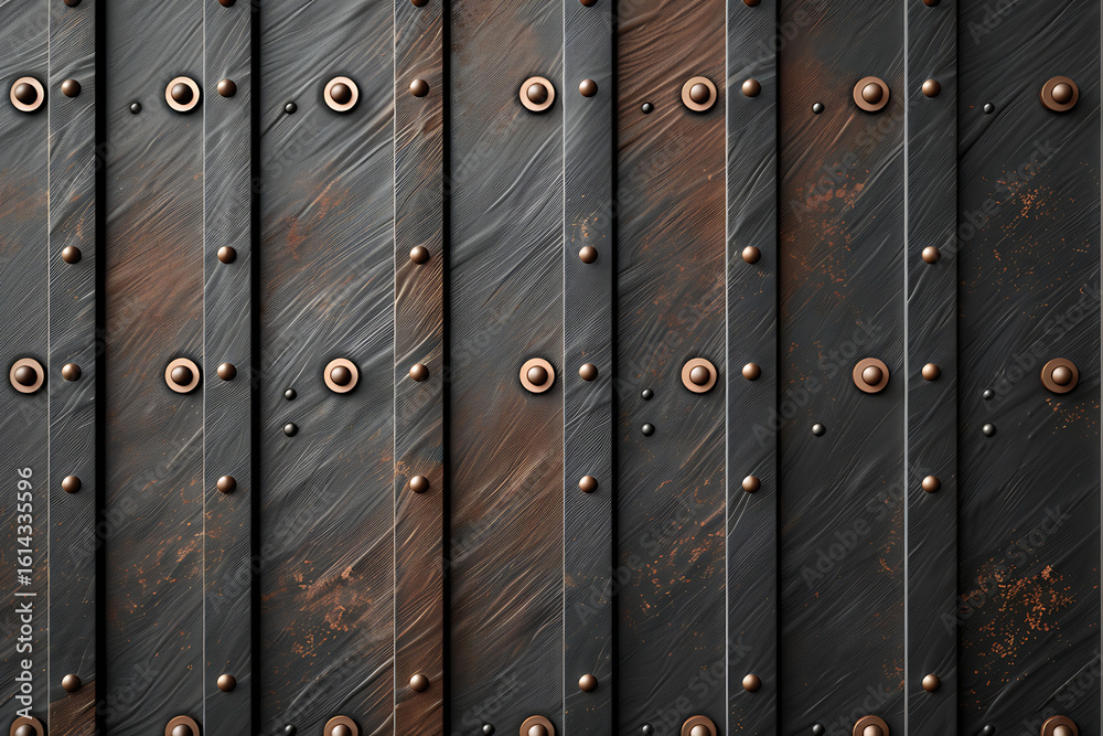 Fototapeta premium Rusted metal panels with rivets industrial texture 