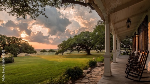 Sunset Serenity: Texas Ranch House at Golden Hour