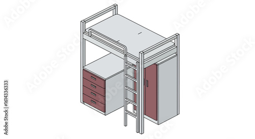 Loft bed with storage and ladder dorm room furniture