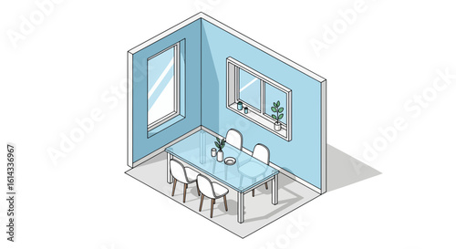 Dining room interior with table and chairs