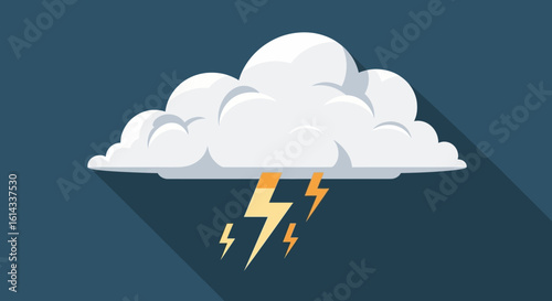 Stylized Cloud with Lightning Bolts Representing Storms and Weather Phenomenon