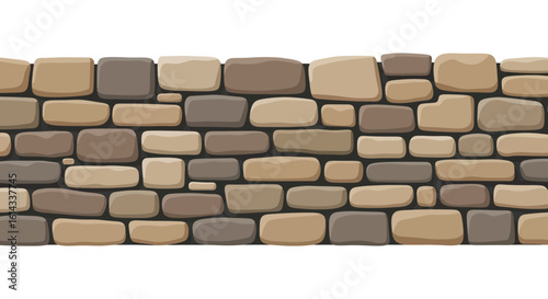 Detailed stone wall illustration with varied shapes and earthy tones conveying strength and construction in masonry artistry