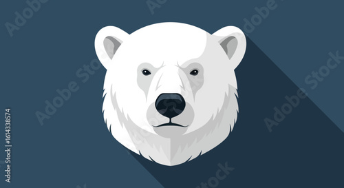 Stylized vector illustration of a polar bear head against a dark blue background showcasing animal design concept