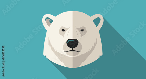 Stylized polar bear illustration with geometric shapes and vibrant teal background showing the beauty of arctic animals