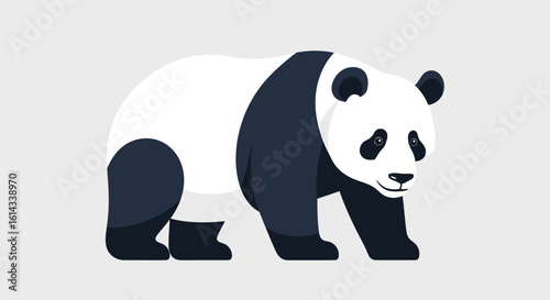 Stylized panda bear illustration with monochrome colors and a minimalist design style