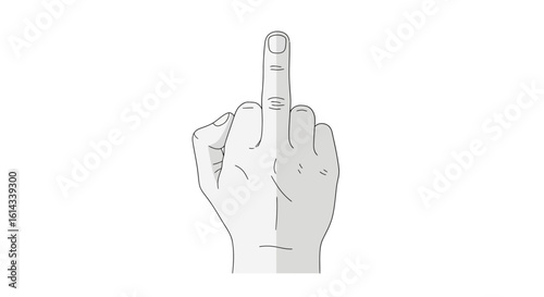 Expressive middle finger gesture hand drawing conveying frustration or defiance in a stark minimalist design showing symbolism of protest expressing