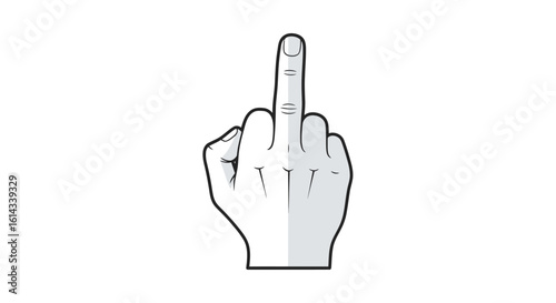 Illustrative Hand Gesture Depicting Defiance and Discontent on Stark White Background, Artistic Contempt