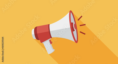 Amplifying Messages: A Flat Vector Illustration of a Megaphone on a Vibrant Yellow Background
