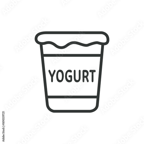 A line art icon of a yogurt cup, representing a dairy product rich in probiotics.