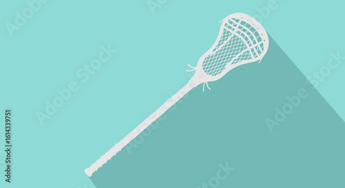 Lacrosse Stick Minimalist Vector Illustration with Shadow on Teal Background