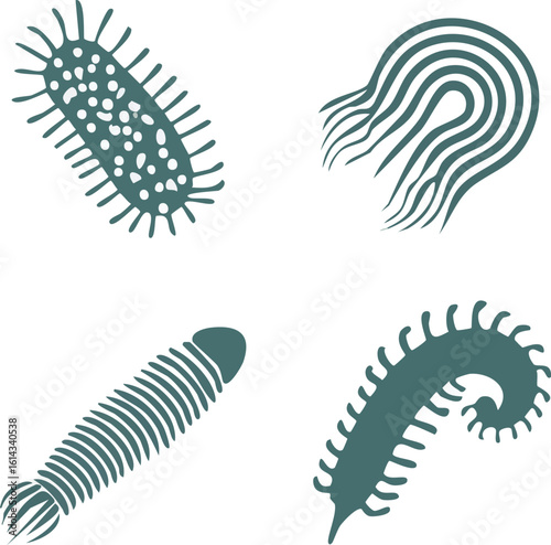 Silhouette vector of microscopic life forms, ideal for science and biology themes
