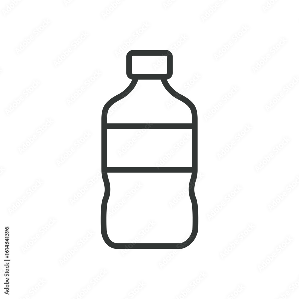 A line art icon of a plastic water bottle, representing hydration and essential fluid intake. A line art icon of a plastic water bottle, representing hydration and essential fluid intake.