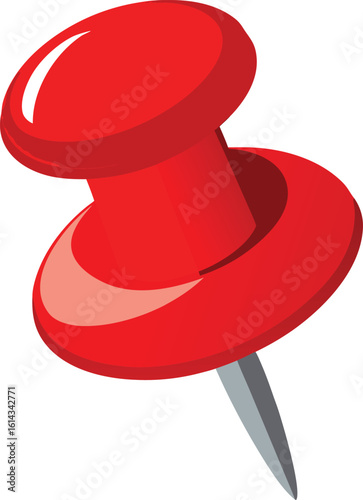 Bright red pushpin vector illustration