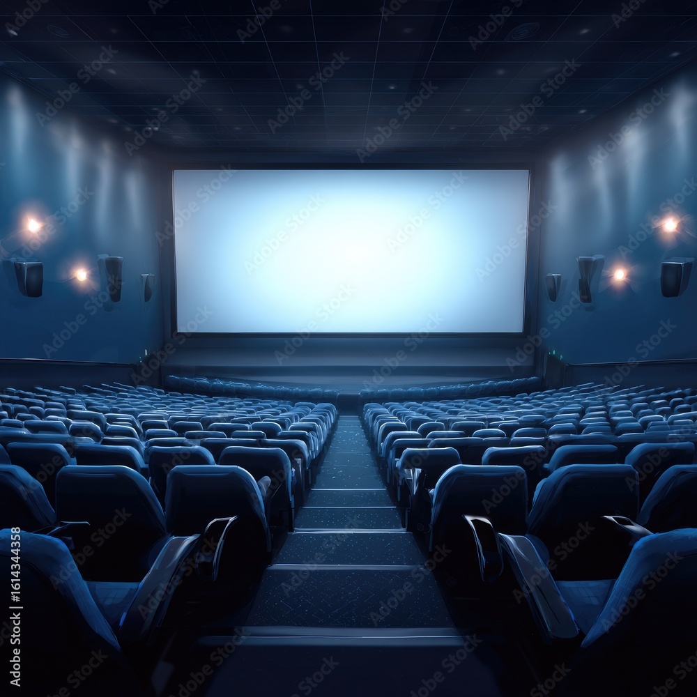 Fototapeta premium Empty movie theater interior, large screen