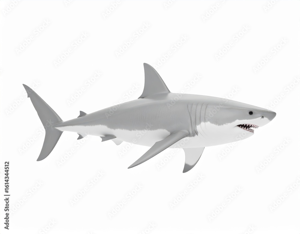 Fototapeta premium Magnificent great white shark in its natural, minimalist and formidable design