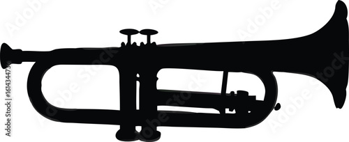 Silhouette of a Brass Musical Instrument Trumpet