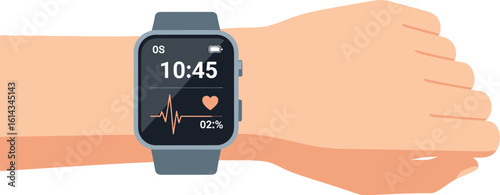Smartwatch on wrist for health tracking fitness and activity monitoring use
