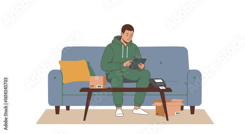 Man Managing E-commerce Business from Home