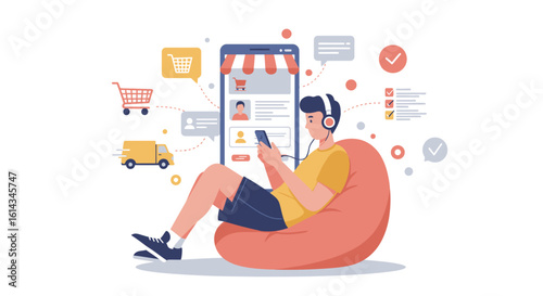 Digital Marketing: Man Using E-shop Application