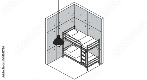 Bunk bed room interior simple style