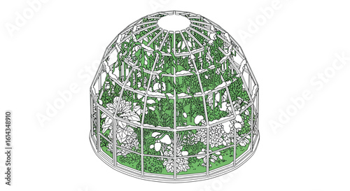 Botanical dome with lush greenery and plants