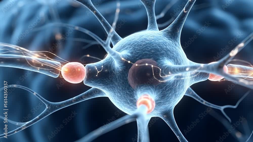 AI-powered glowing synapse cross-section showing deoxyribonucleic acid-based neural impulse flow