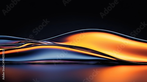 Abstract liquid form design with dark and glowing colors.