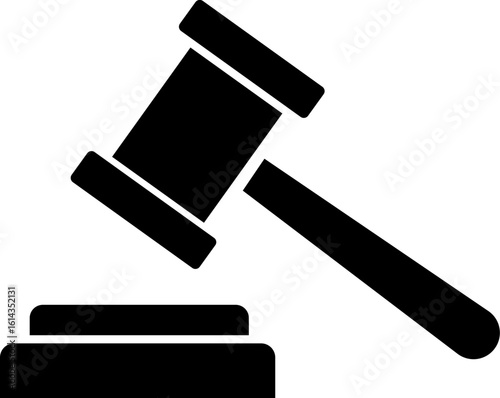 An icon of auction law in modern design style, ready to use vector Legal gavel and sound block vector illustration. Judicial court symbol minimalist design. Black and white law icon art.