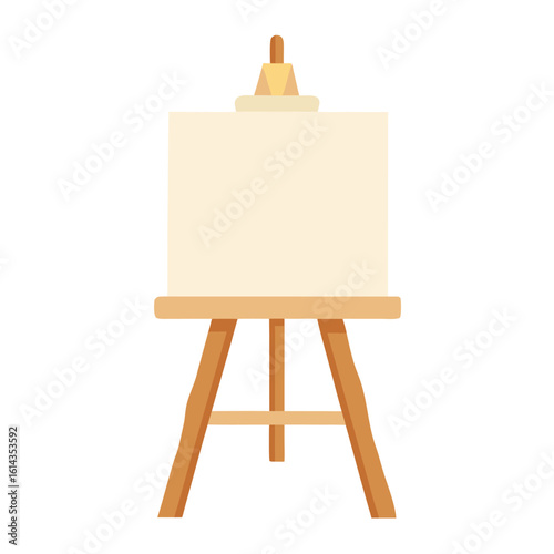 Simple Illustration of Wooden Easel with Blank Canvas Ready for Painting