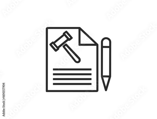 "Law and Justice Web Icon Set in Line Style — Legal, Court, Crime, Lawyer & Judgement Symbols for Web and Mobile UI