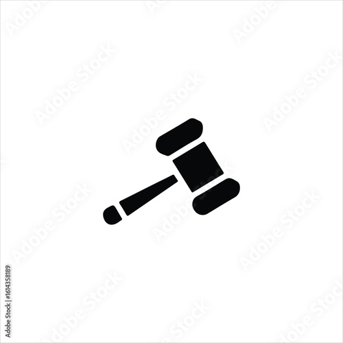 Black gavel icon on white background simple silhouette hammer judge