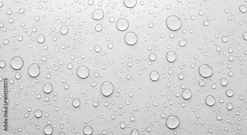 Close-up of water droplets on a light gray surface