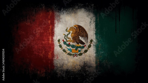 Mexico flag grunge distressed vintage texture background wallpaper