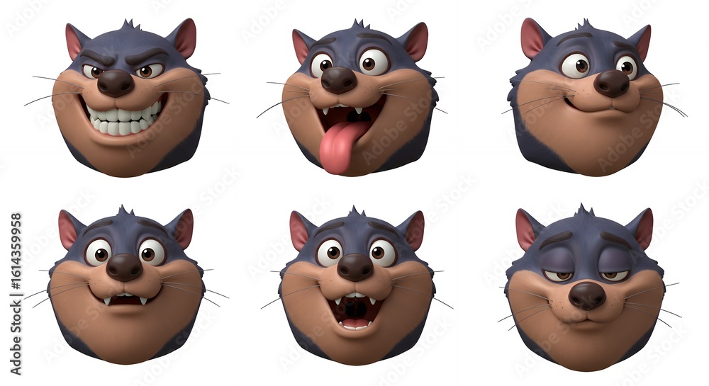 Obraz premium Cartoon animal faces expressions graphics