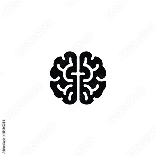 Black silhouette of a human brain on a white background head mind