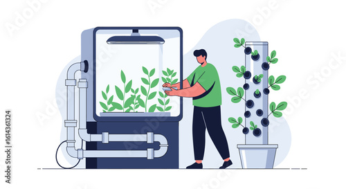 Modern vertical hydroponic garden system cultivating fresh produce indoors enhancing sustainable urban agriculture practices