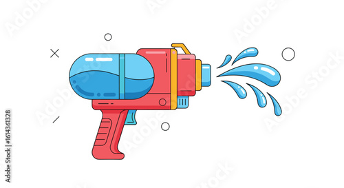 Vibrant summer water gun fun blast of cool water splashing joyful outdoor playtime activity illustration