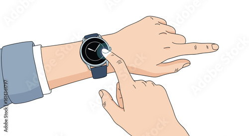 Exploring smartwatch features and functions using your fingertips to navigate and interact with the device