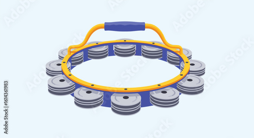 Vibrant musical percussion instrument with jingling metal cymbals for rhythmic entertainment