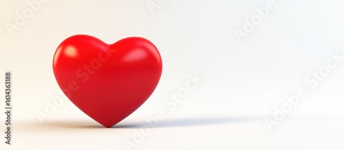 Single Shiny Red Heart Against a Plain Background, Symbolizing Love and Affection, Suitable for Valentine's Day