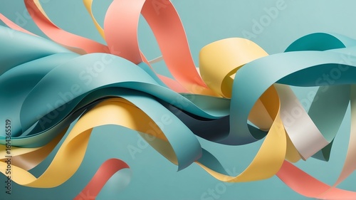 Abstract Pastel Paper Strips Flowing Creating a Modern Decorative Design