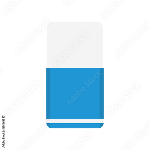 Simple white stapler icon on a blue background, a minimalist graphic symbol for office supplies and business documents.