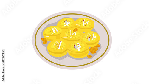 Ladoo vector illustration of iconic Indian spherical sweet made of gram flour and ghee, perfect for ethnic food, Diwali icons, culinary design  