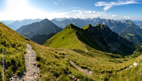 Wallpaper Mural Alpine mountain panorama with hiking trails Torontodigital.ca