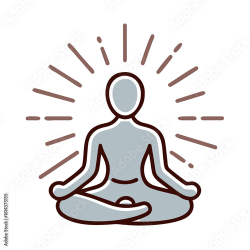 A serene illustration of a person in a meditative pose, radiating tranquility and inner peace, conveying mindfulness and spiritual wellness. 