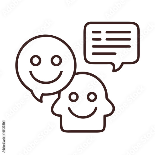 A visual representation of positive communication and expression of feelings with smiling face emoticons and dialogue bubbles to conveys messages effectively.