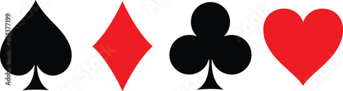 Iconic playing card suits for games, luck, and chance